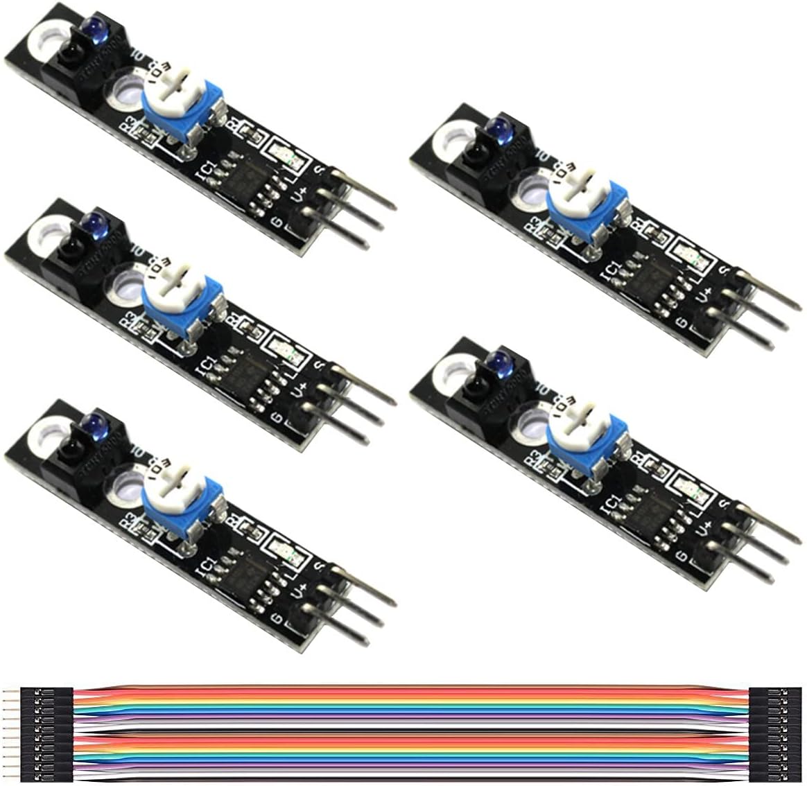 DAOKI 5Pcs Tracing Sensor Module KY-033 Line Tracking Sensor Infrared Obstacle Avoidance Detection Sensor One Channel 3 Pin for Arduino