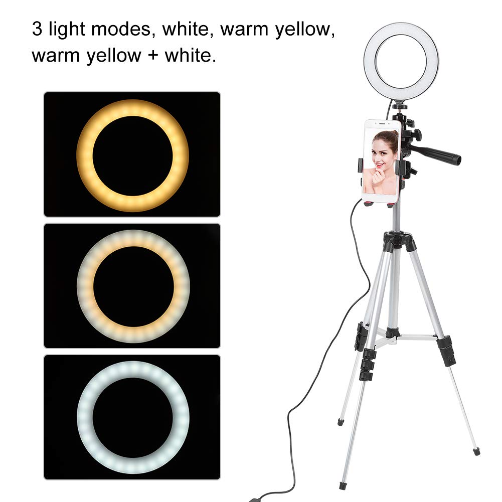 Ejoyous 5,7-Zoll-LED-Ringlichter, Dimmbare ABS-LED-Ringlichter mit 11 Helligkeitsstufen, 3 Lichtmodi, Verstellbares Stativ 13,8 Bis 39,4 Zoll für Videoanrufe, Live-Streaming und Lesen