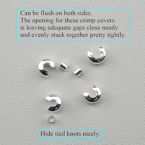 Miniatura 6 de Hao Pro Cuentas de crimpado de tubo pequeño de 0.079 pulgadas y cubiertas de nudo de cuentas de crimpado de 0.157 pulgadas, semicircular, fácil de