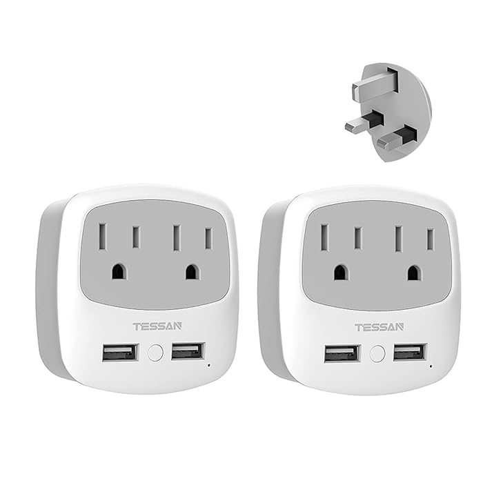 Buy US to UK Plug Adapter, TESSAN Type G Travel Adaptor with 2 USB 2 Electrical Outlets, UK