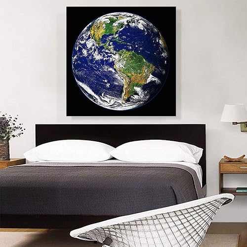 Miniatura 10 de ARTCANVAS Lienzo decorativo con diseño de vista desde el espacio, la Tierra, América del Norte, América del Sur, planeta Tierra, póster enmarcado