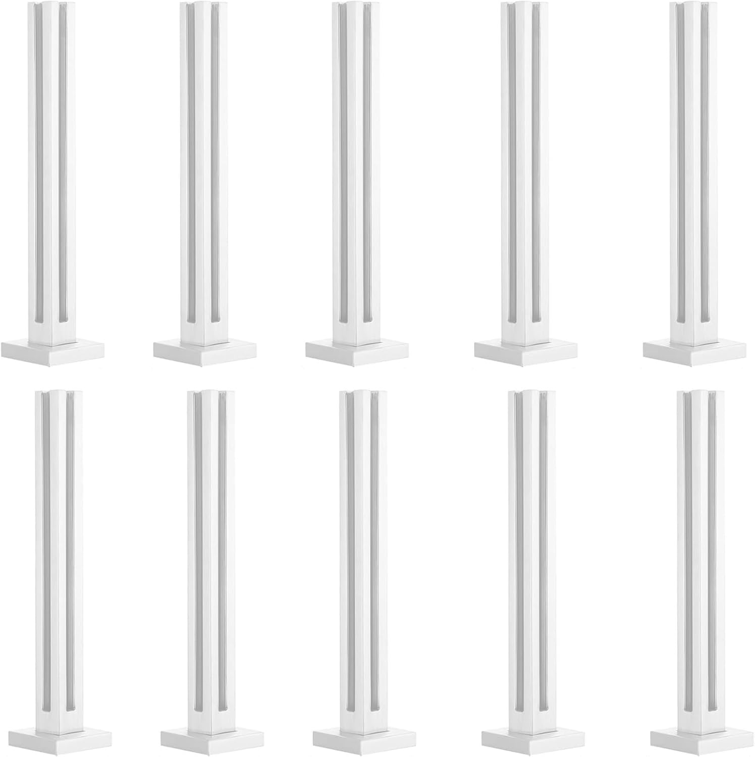 10 Set White Stainless Steel Glass Railing Fence Post with Heavy Duty Balustrade Clamp Kit for Balcony, Hotel, Patio - 70cm/27.6in Corner Post