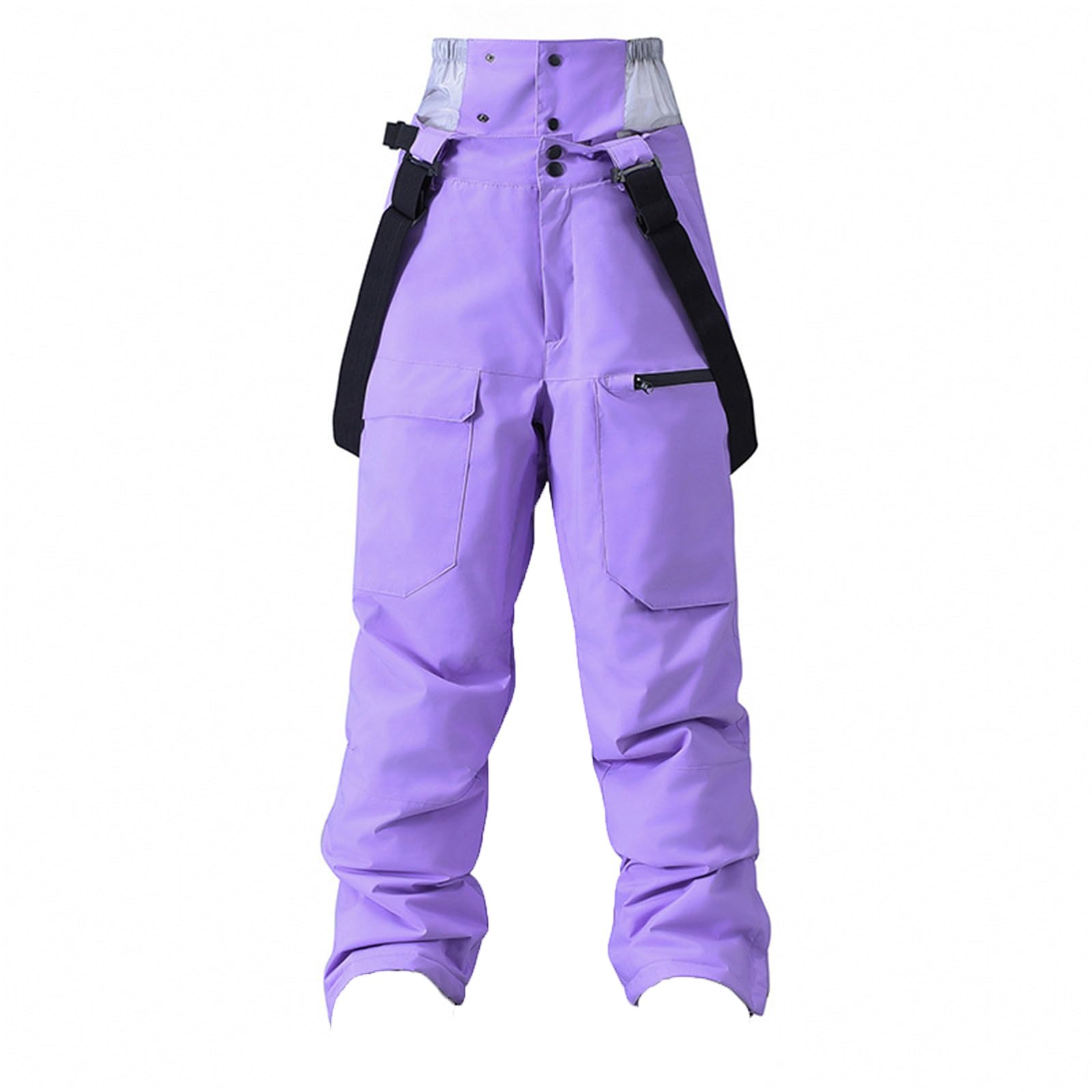 Uomo Donna Pantaloni da Sci Baggy Larghi Salopette Pantaloni da Neve con Bretelle Multitasche Impermeabile Antivento da Lavoro, da Motociclista Tinta Unita Sportivi per Alpinismi Ciclismo