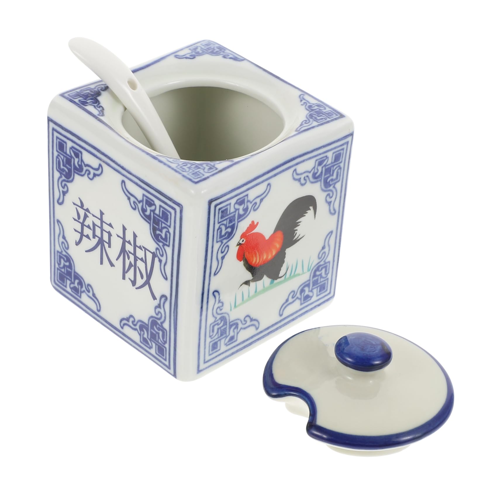 PRETYZOOM Unique Ceramic Condiment Pot for Seasoning Storage Chili Pepper Dispenser Kitchen Accessory Easy to Clean Housewarming present for All Seasonings