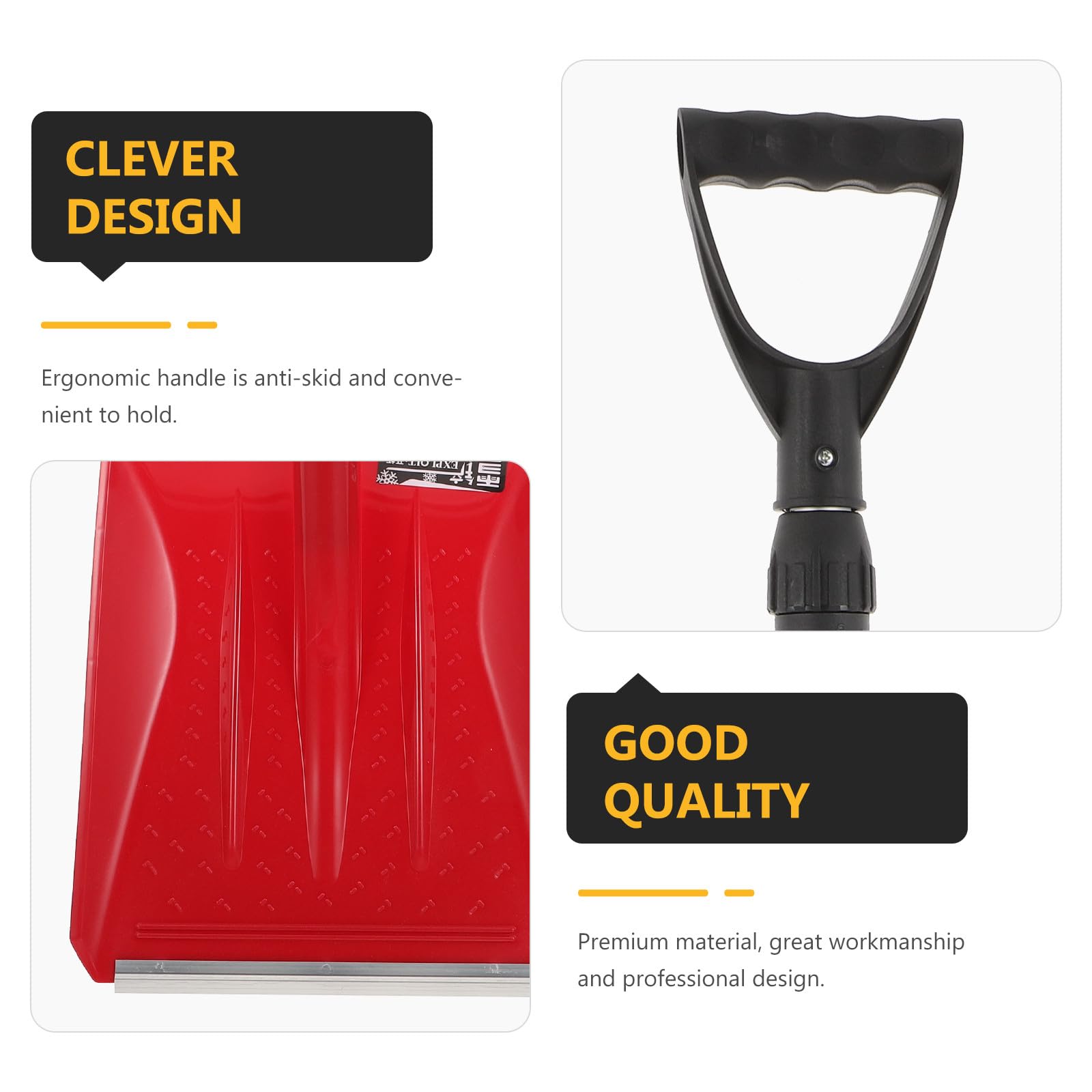 BESPORTBLE Pelle à Neige Rétractable en Plastique Manche en Aluminium Outil de Déneigement Hivernal Compact et Léger Accessoire Rouge pour Voiture et Camping-Car Truelle à Boue