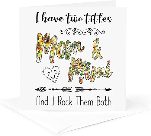 3dRose I Have Two Titles Mom and Mimi and I Rock Them Both - Tarjetas de felicitación (gc_339108_5)