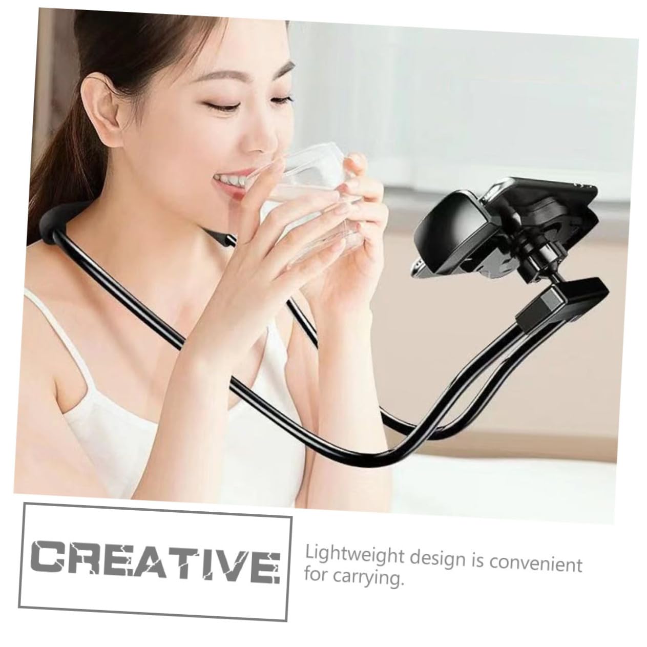 Soporte para Teléfono Móvil y Colgante Cuello Soporte Flexible para Tabletas y Celulares Diseño Práctico y Portátil para Casa Oficina y Coche Color Negro Elegante
