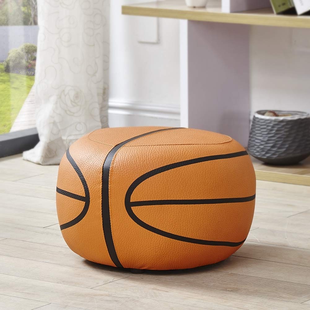 Pouf rond en similicuir 40x25cm avec support en bois massif