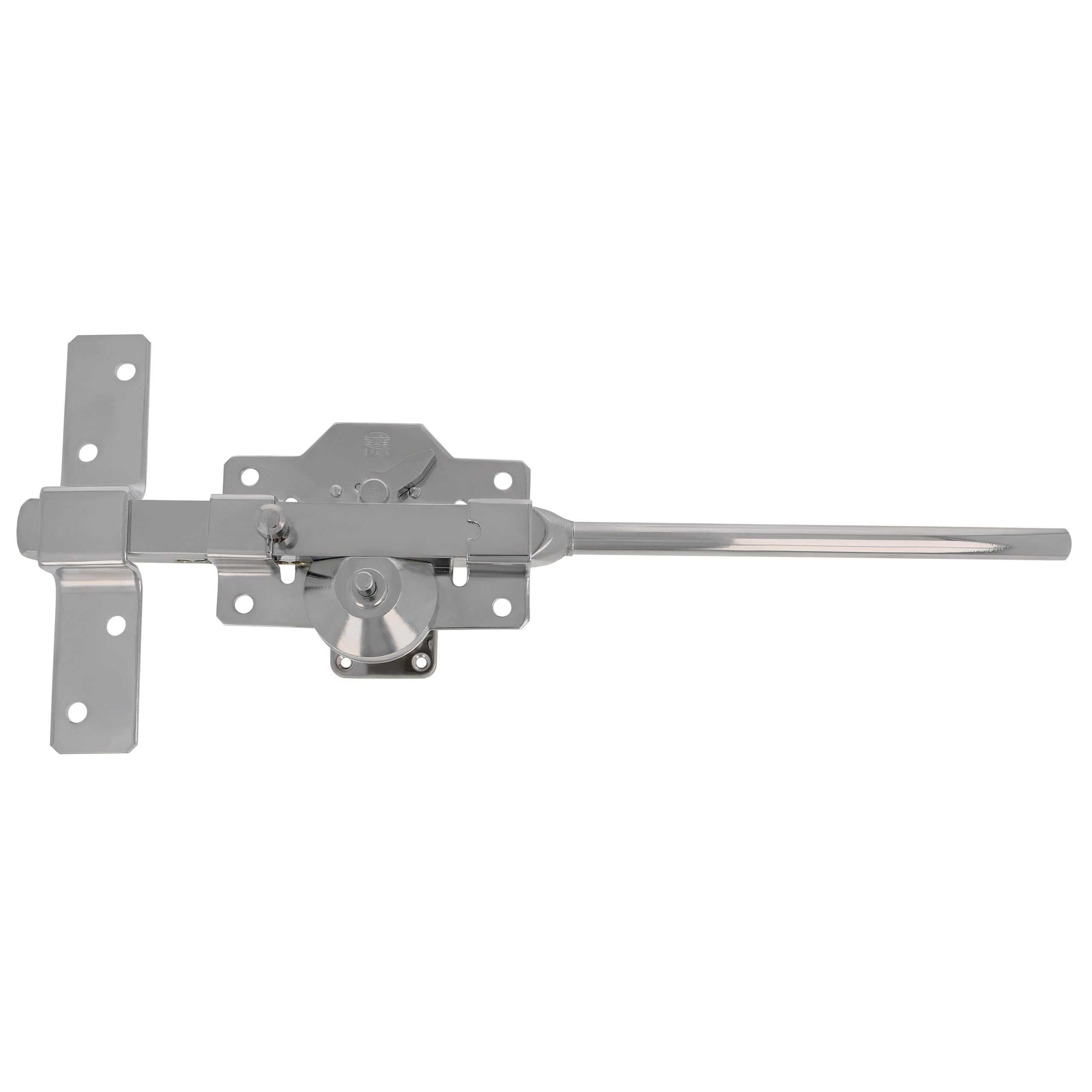 Amig - Cerrojo de seguridad 2 LR - Barra de Bloqueo 350mm- Cilindro de 50mm - Medida de Placa 105 x 170 mm - Cerrojo de Sobreponer para Puertas de Entrada o de Paso - Acero - Cromado brillo