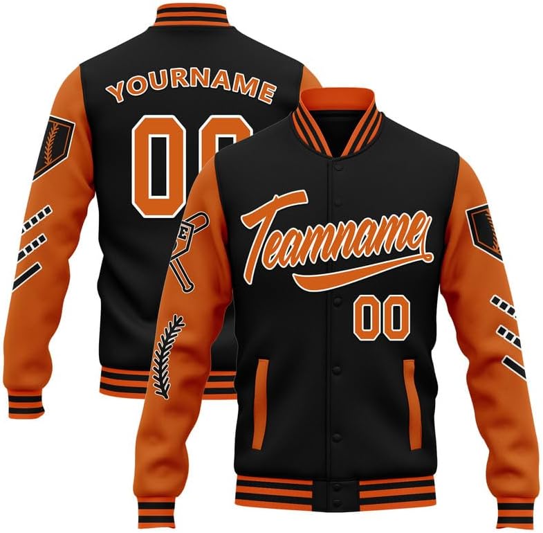 Customize Baseball Varsity Jacket Personalized Team Name & Number Retro College Bomber Jacket for Men Women