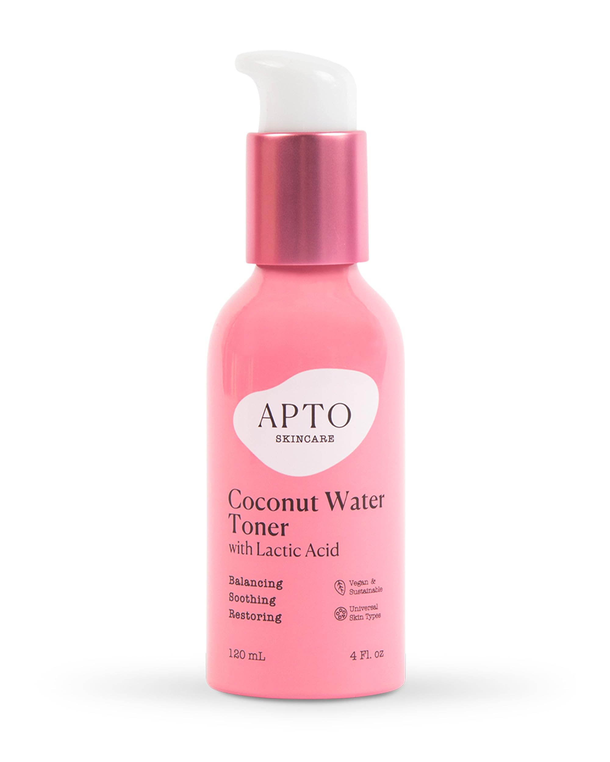 APTO Coconut Water Toner w/Lactic Acid: Daily Hydrating, Clarifying & Exfoliating Facial Toner for Skin That's Smooth, Fresh & Revitalized, 4 fl. oz.