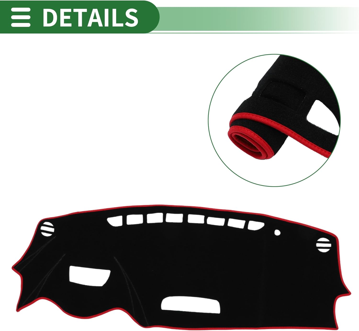 Motoforti Dash Cover, Non-Slip Dashboard Carpet Mat for Mazda CX-3 2016-2022, Polyester, Black Red
