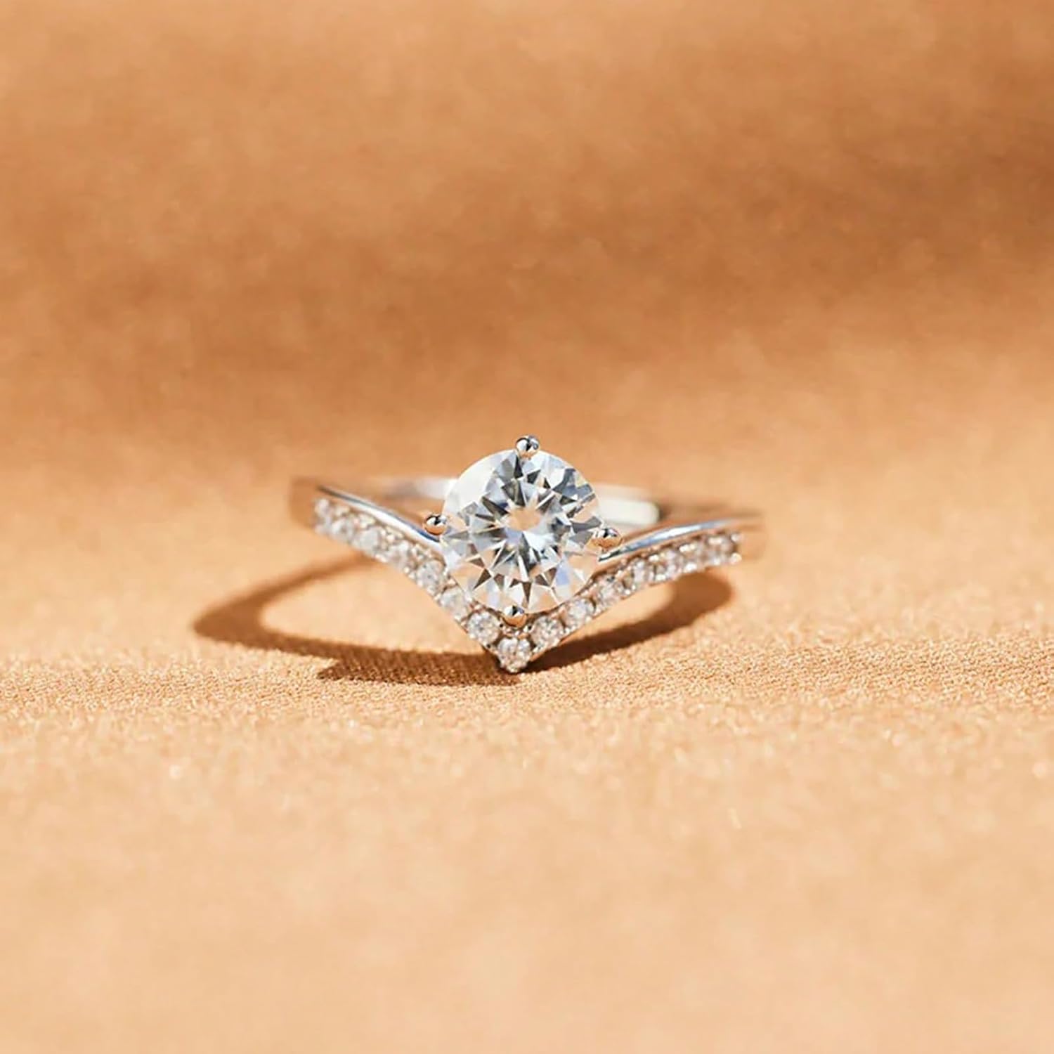 Cubic Zirconia Moissanite Engagement Rings for Women 925 Sterling Silver Wedding Eternity Ring Stackable Promise Rings for Her Jewelry Birthday Wedding Bride Gifts - Image 5