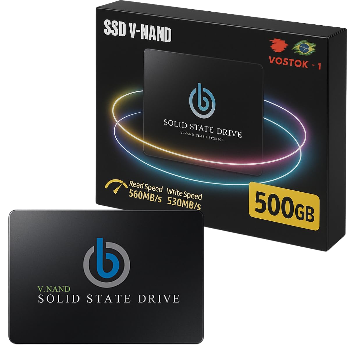 Ssd 500gb + 12gb Extra - Vostok-1 Sata 2.5 V-nand Interno-desktop