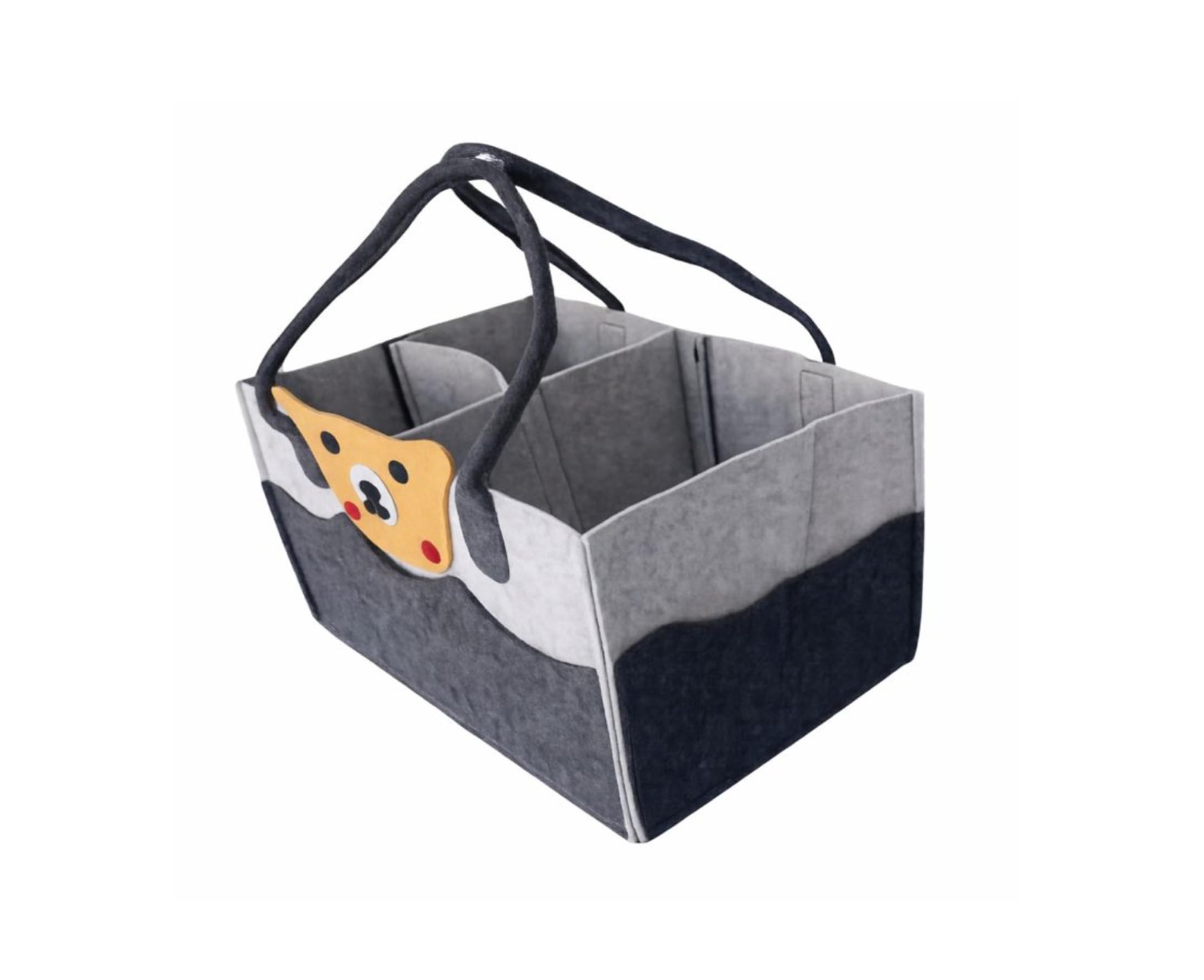AyaBeStore Cute Caddy Bag For Smart Mom For Baby Products Baby Diaper Caddy Organizers Baby Wipes Felt Storage, Nursery, Foldable And Portable (Grey+Dark Grey)