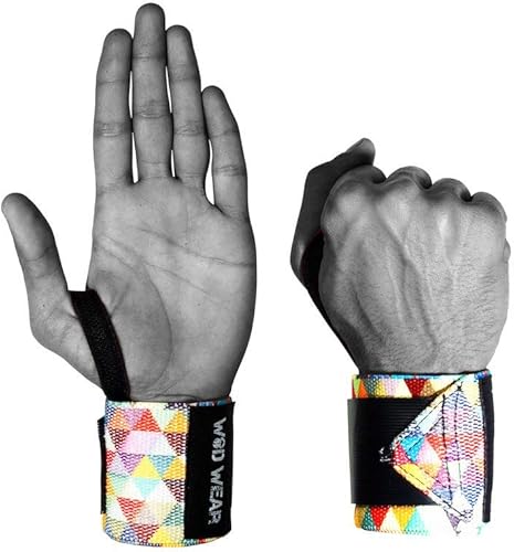 WOD Wear Elastic Wrist Wraps for Powerlifting Strength Training Bodybuilding Cross Training Olympic Weightlifting Yoga Support - One Size Fits All