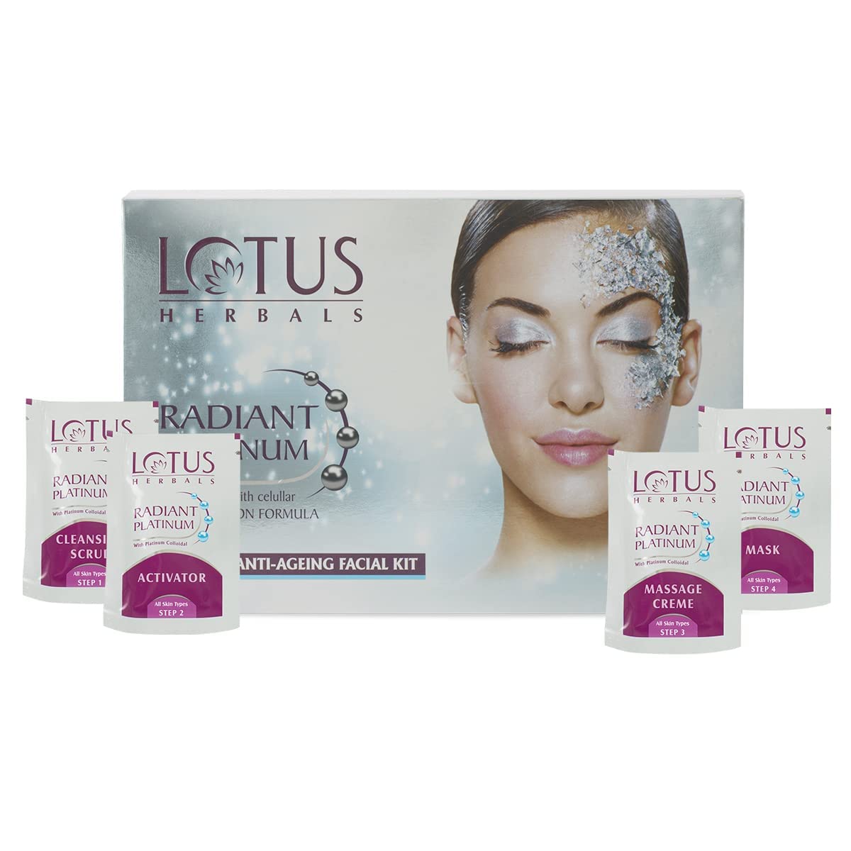 LotusHerbals Radiant Platinum Facial Kit, 37G, Multi