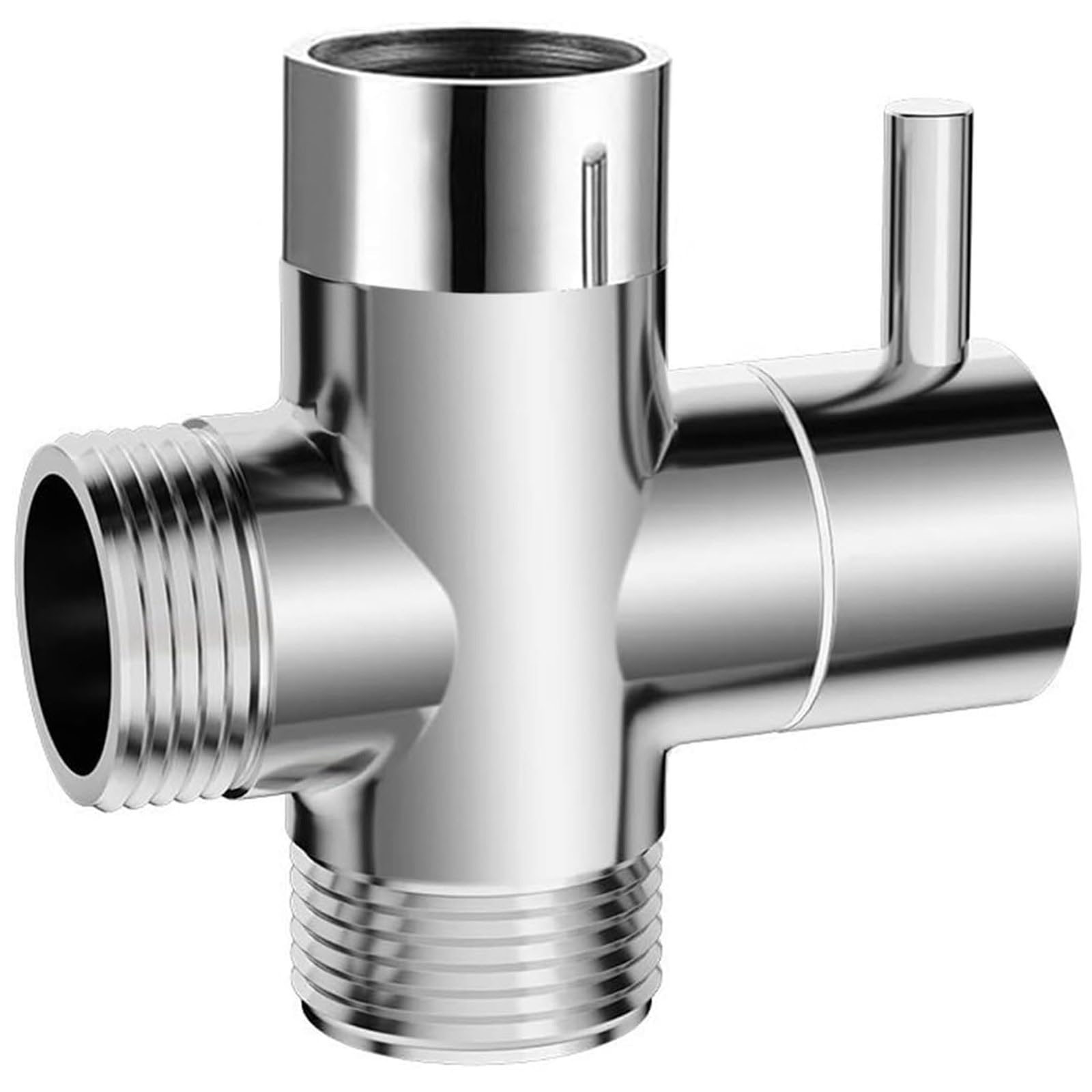 G1/2" Shower Diverter Valve, 3-Way Shower Splitter with Rubber Seal, Chrome-Plated Replacement Valve for Shower Systems
