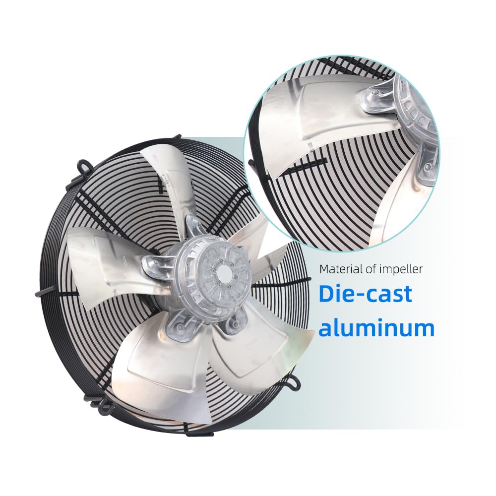 S4D500-AD03-01 AC Axial Fan for ebM Papst - S4D500AD0301 3-Phase 400-480VAC 820W IP54 500mm Industrial Cooling Fan Compatible with Air Conditioning, Condenser, Air Compressor