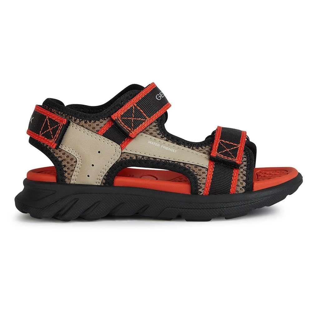 Geox Boys J Airadyum Bo Sandal, Dk Beige Red, 11.5 UK Child