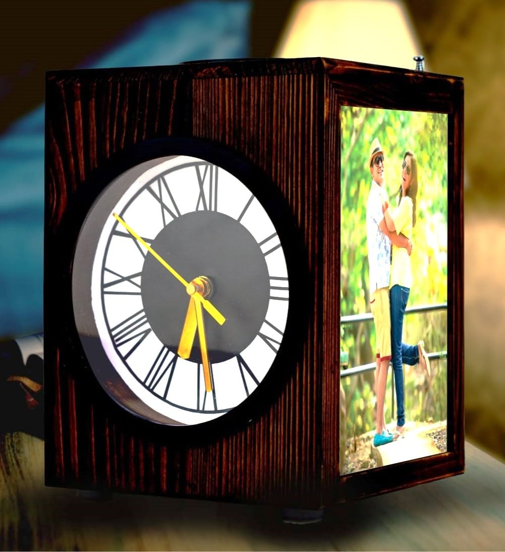 ZOCI VOCI Personalized - Harmony | 2 Photos Table Lamp with BT Speaker, FM Radio, USB, microSD Card Slot, Aux Support Music System with Remote Control & LED Clock (15x15x20)