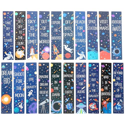 LIOOBO 20個 宇宙テーマ 向け読書用しおり 軽量で持ち運び簡単 ページマーカーとして便利 室内外使用可 学習効率向上 ブックデコレーション