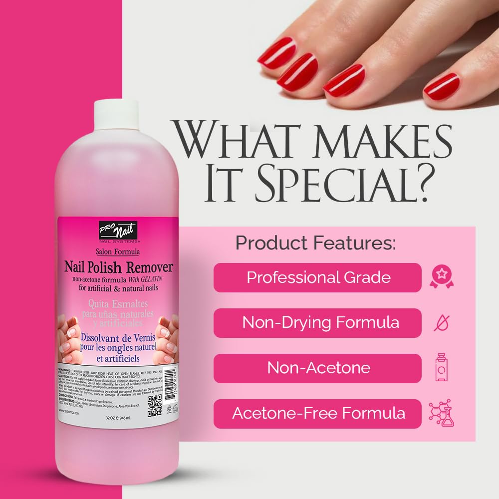 PRONAIL - Non-Acetone Nail Polish Remover, Professional, Maximum Strength, 32 Oz