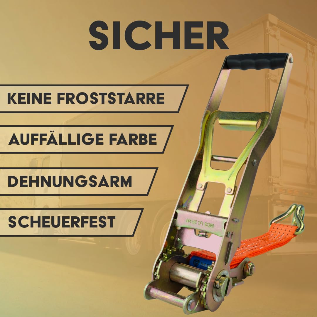 Spanngurte Mit Ratsche Und Haken 4er Set, 25mm Breit 4,5m Lang, Bis 800kg, Spanngurt-orange, Zurrgurte Für Ladungssicherung, Spanngurte Haken, Gurtband, Spanngurt 4,5m