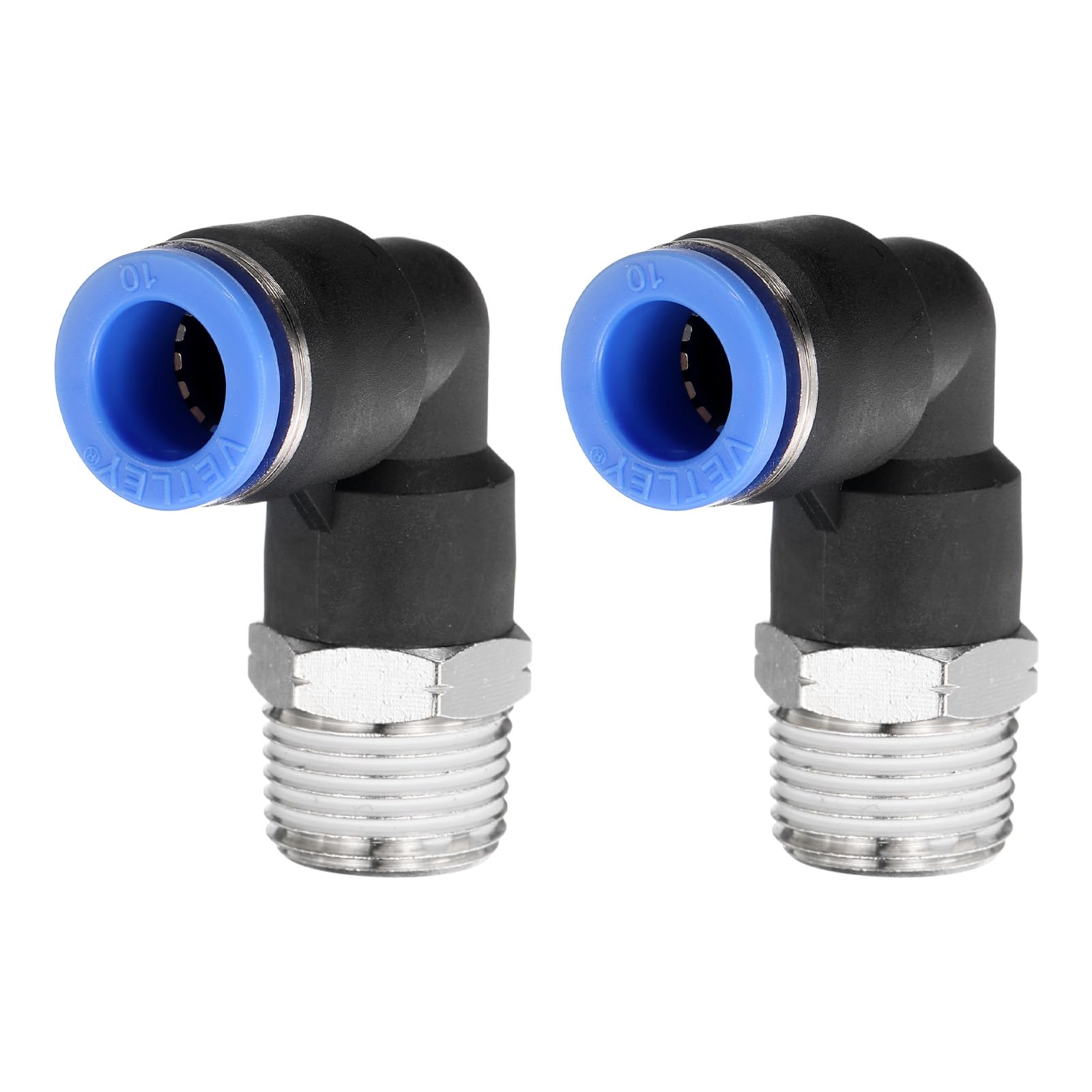 sourcing map 2pcs 90 Push to Connect Fittings 3/8" NPT Male Thread x 10mm ID Elbow Fitting Quick Connect Air Hose Pneumatic for Water Gas Oil Pipe
