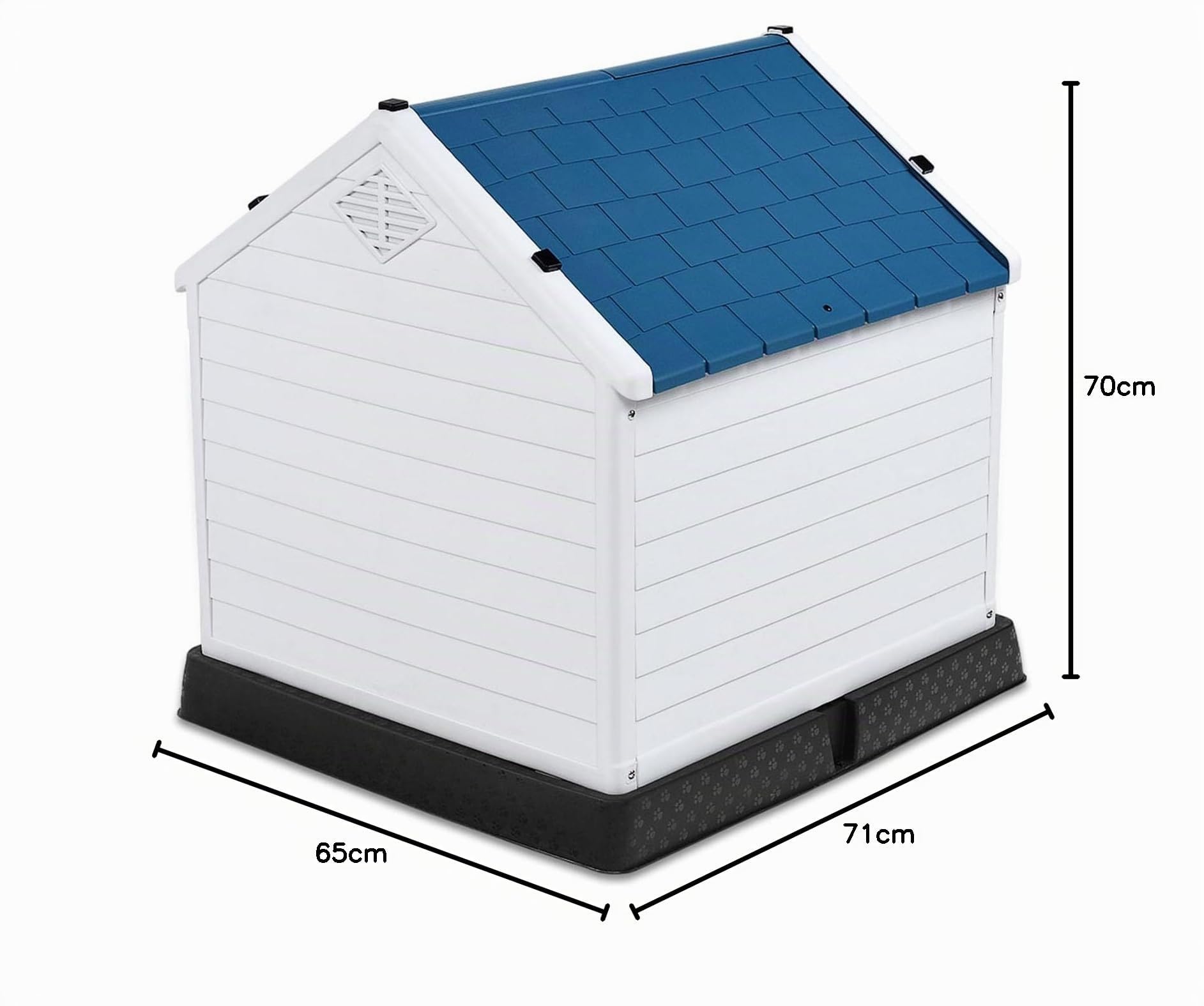 COSTWAY Cuccia per Cani da Esterno ed Interno, Casetta Impermeabile e Ventilata con Valvole d’Aria e Pavimento Rialzato, per Cani di Piccola e Media Taglia (Blu, 70 x 65 x 71,5 cm)