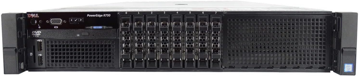Dell PowerEdge R730 2X E5-2660V3 2.6Ghz 20-Cores, 8xSFF Bay Server, 128GB DDR4 RAM H730 X520-I350, 2x750W PSU 2GB Cache (Renewed)