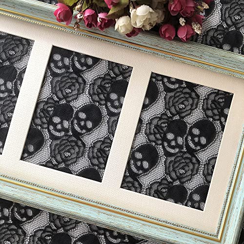 Black Skull Lace Fabric, 59 X 72 Inches, Non-Stretch Fabric Lace, Floral Lace Fabric For Tablecloth, Curtains, Party Overlay, Diy Home Decor #TOP2