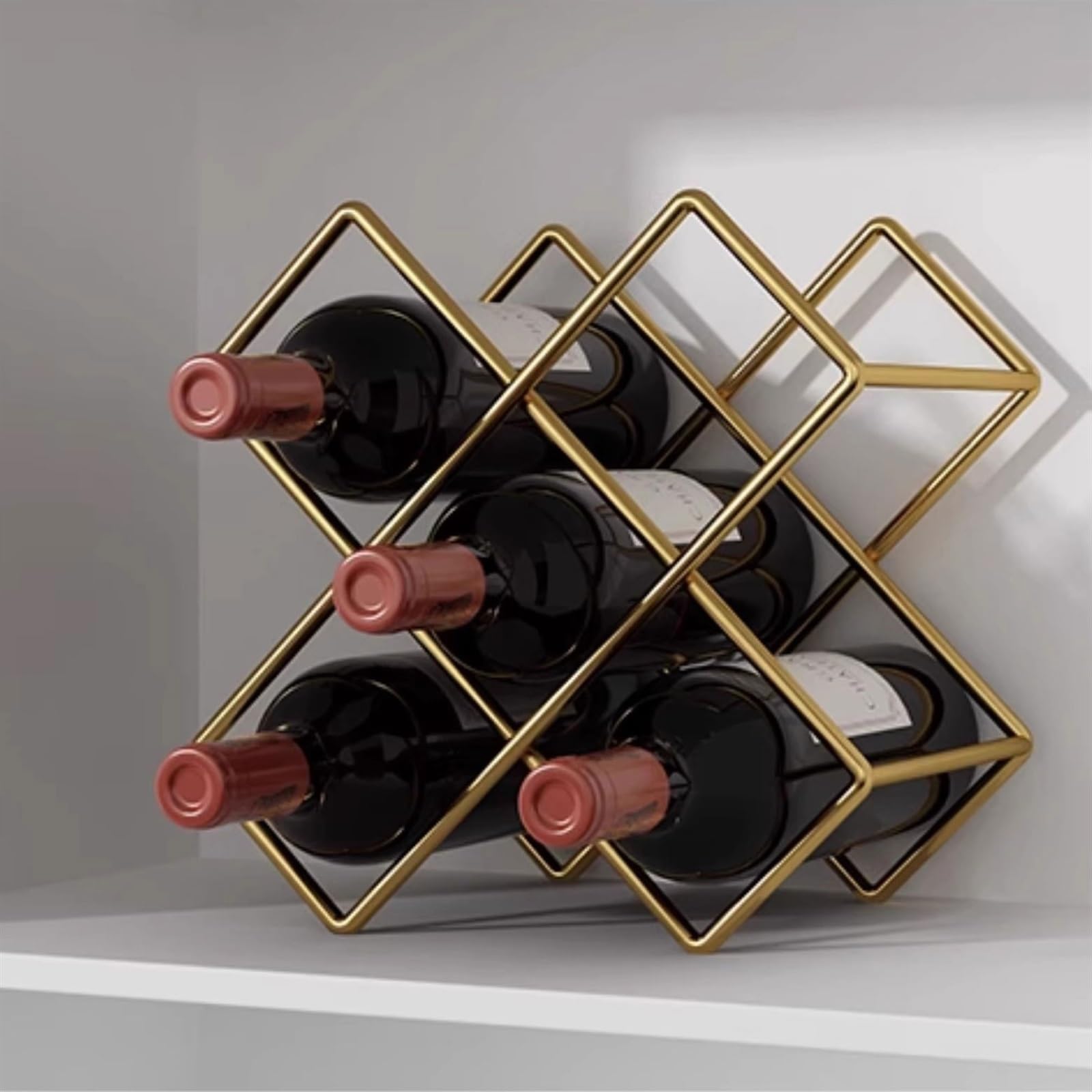 Soporte de vino para almacenamiento de vino Estante for vino colgante estante for vino de lujo en forma de diamante estante de celosía for vino creativo estantes de almacenamiento de vino for el hogar