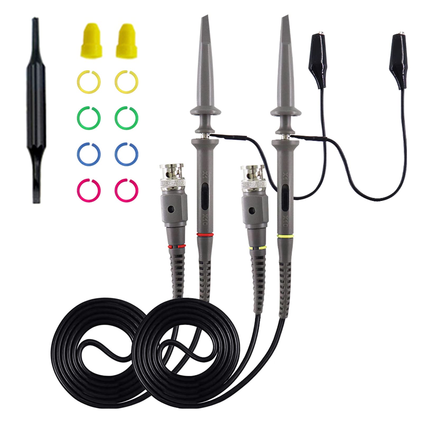 YUSEI Oscilloscope Probe with Accessories Kit 100MHz Oscilloscope Clip Probes