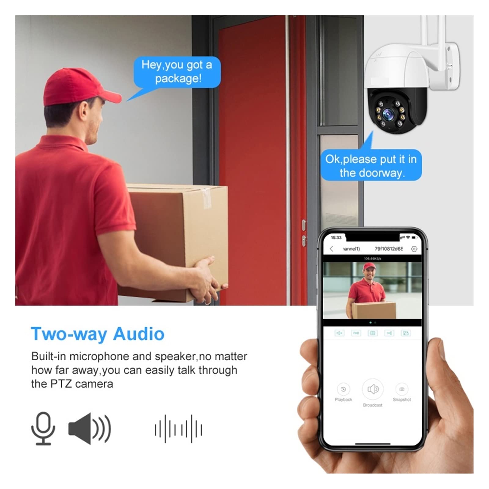 Telecamera WiFi Esterno, 2PCS 4K 8MP PTZ Telecamera IP Esterna 5X Zoom Digitale Colore Visione Notturna Telecamera Wireless Videosorveglianza CCTV,Sicurezza, Antifurto(2PCS 5MP Adapter)