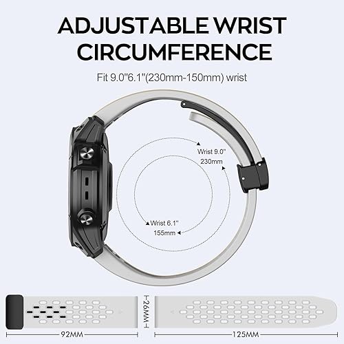 Miniatura 5 de OVERSTEP Compatible con Fenix 7X Band, correa de reloj de silicona suave de 1.024 in de ancho para Garmin Fenix 5XFenix 5X PlusFenix 6XFenix 6X