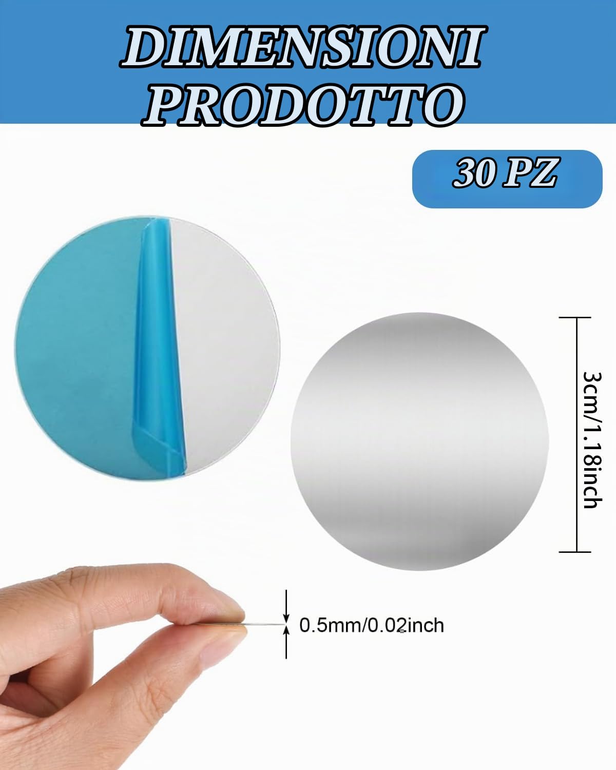 30pcs Piastre Metalliche Autoadesive, Piastra in Metallo per Magneti Girare in Ferro, Placche Metalliche Adesive Magro, Piastre Sottili in Metallo Utilizzo Multiplo per Supporto Magnetico Auto