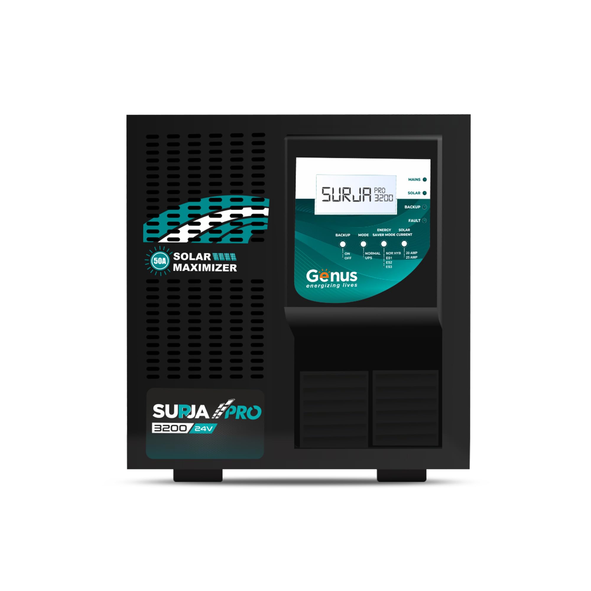 Genus Surja Pro 3200 Pure Sine Wave 2375VA/24V Solar Inverter for Home (Double Battery Solar Inverter with Solar Maximizer for All Home Appliances)