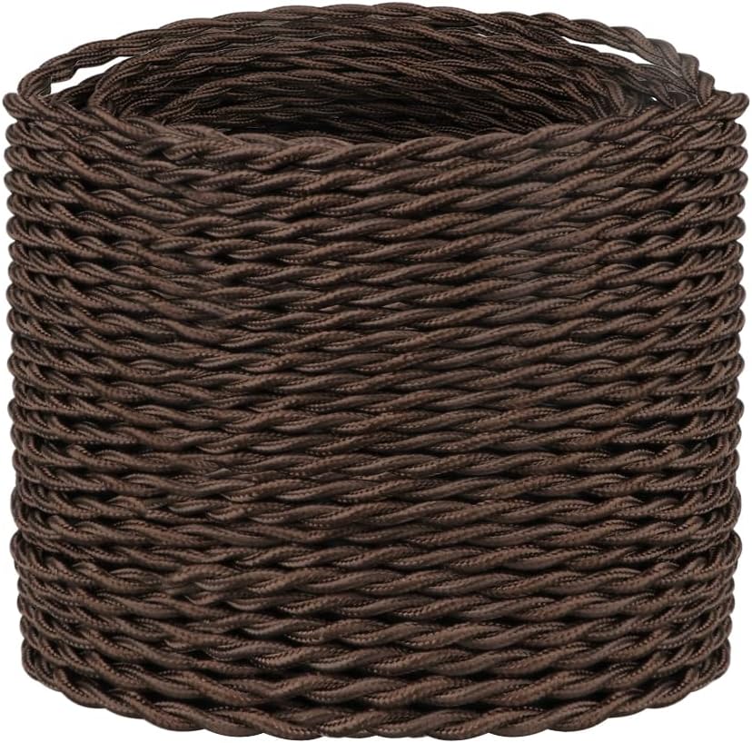 – 3 Core Brown Braided Flex Cable - 10 Meters / 32.8FT, Vintage Twisted Fabric Electrical Wire for DIY Lamps & Industrial Pendant Lights