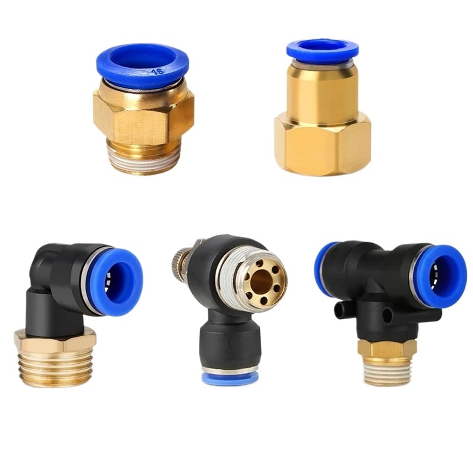 5Pcs Pneumatische Luft Anschluss Fitting PC/PCF 4mm 6mm 8mm Gewinde 1/8 1/4 3/8 1/2 Schlauch armaturen Rohr Schnell Anschlüsse(OD6mm-3I8,PC (5PCS))