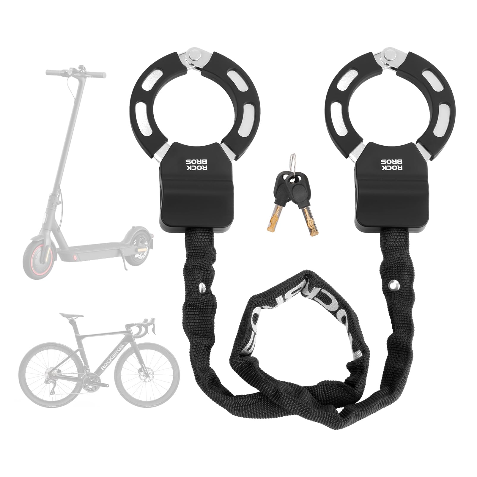 ROCKBROS Versatile Scooter Lock with 2 Keys,33.0-Inch Bike Lock Chain
