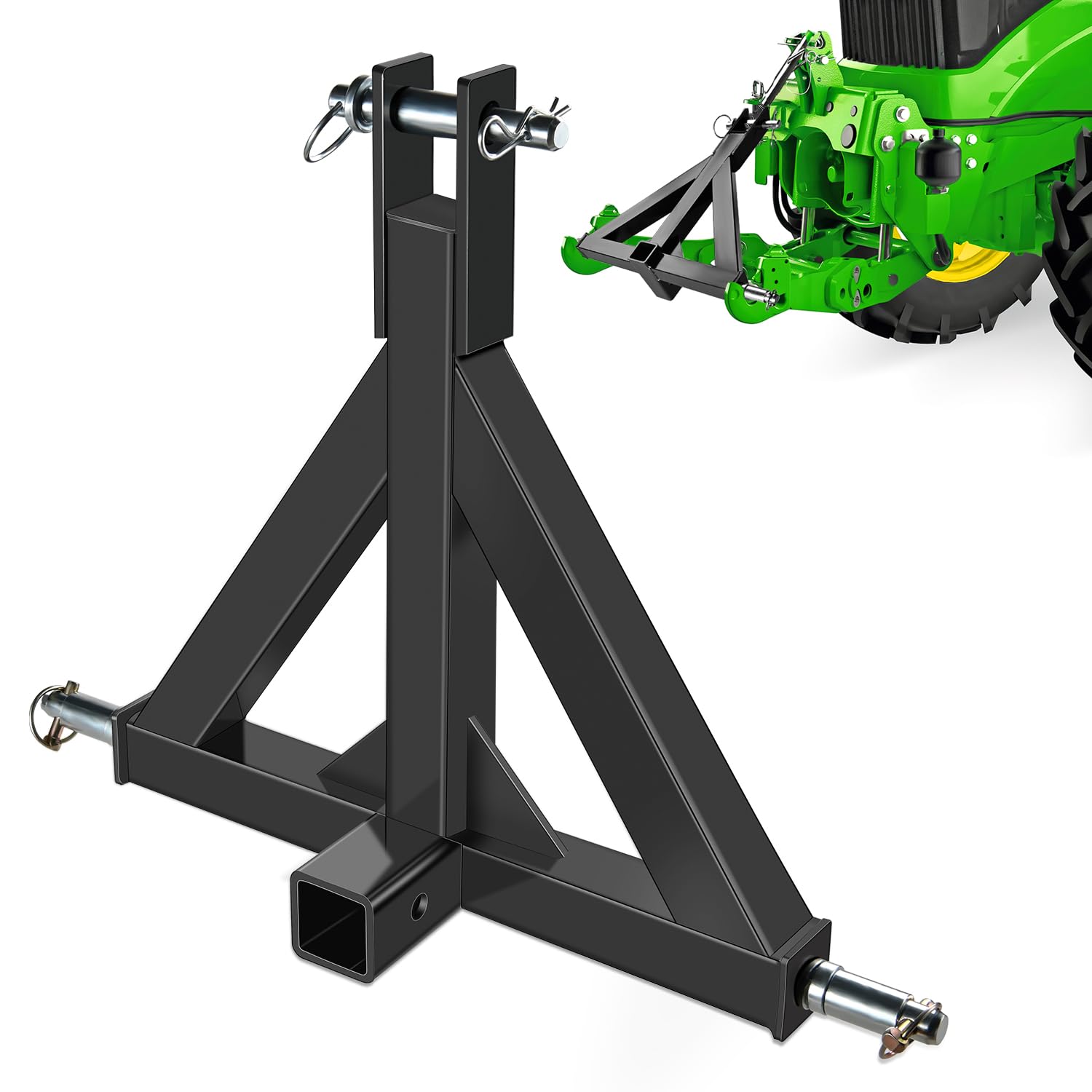 Nilight 3 Point 2" Trailer Hitch Receiver Category 1 Drawbar | Heavy Duty Tractor Drawbar Adapter Compatible with Kubota Bx John Deere Nortrac Kioti Yanmar Cat Black