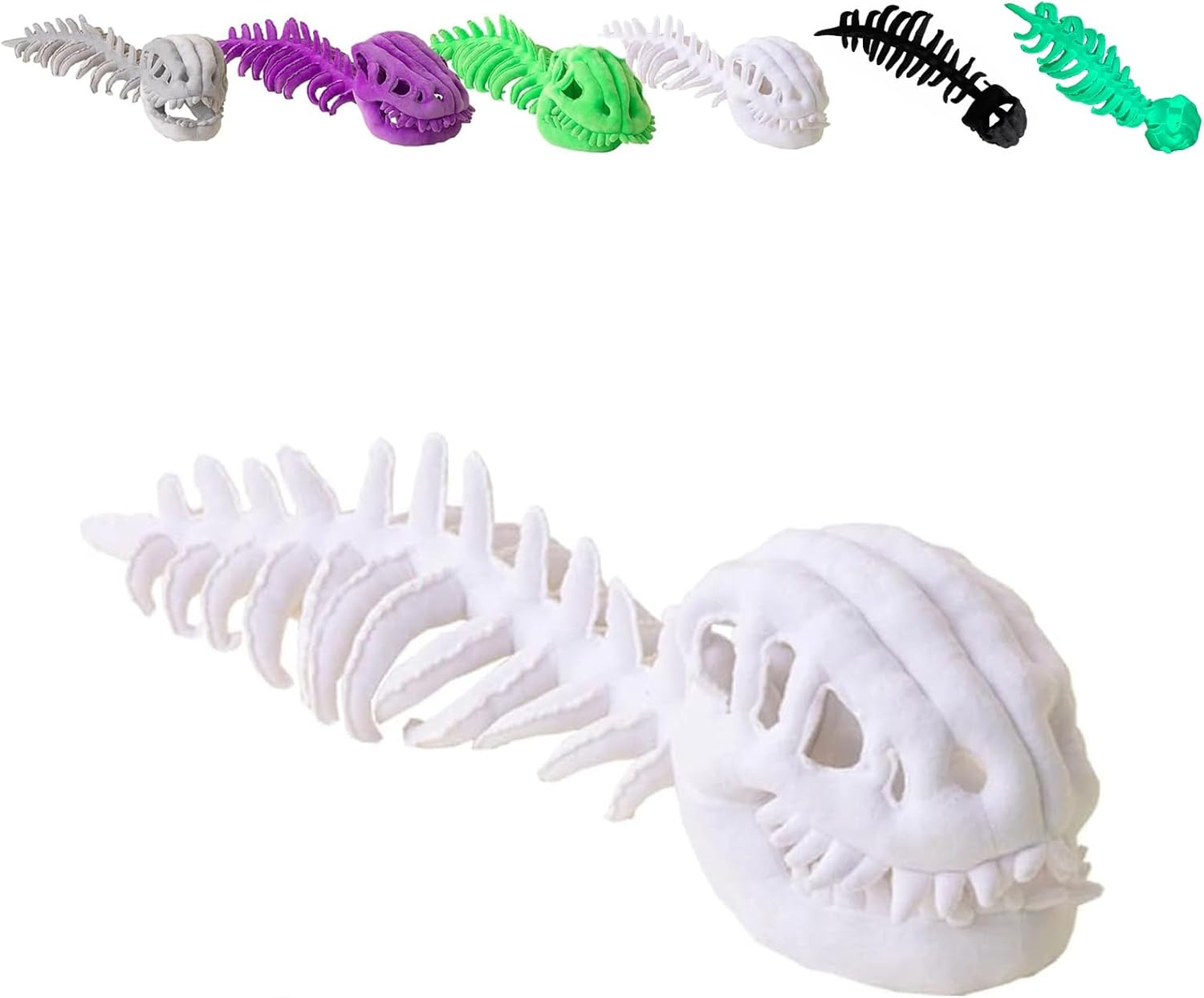 Dinosaur Fossil Costume Regular/Glow in Dark, 30/45in Realistic Skeleton Costume Set with Dino Head Mask & Plush Spine Bone