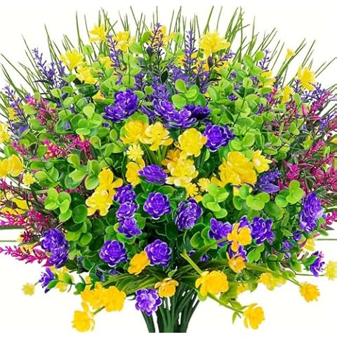 LELWNGGQ 12 Bundles UV Resistant Artificial Flowers Cover