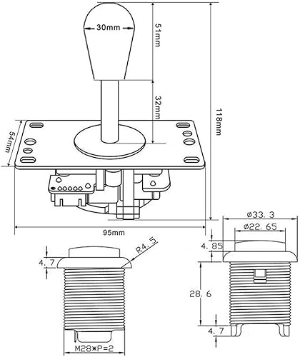 Miniatura 8 de EG STARTS Arcade Gamepads & Standard Controllers DIY Games MAME Kit 2 Ellipse Oval Joystick + 20 LED Chrome Buttons