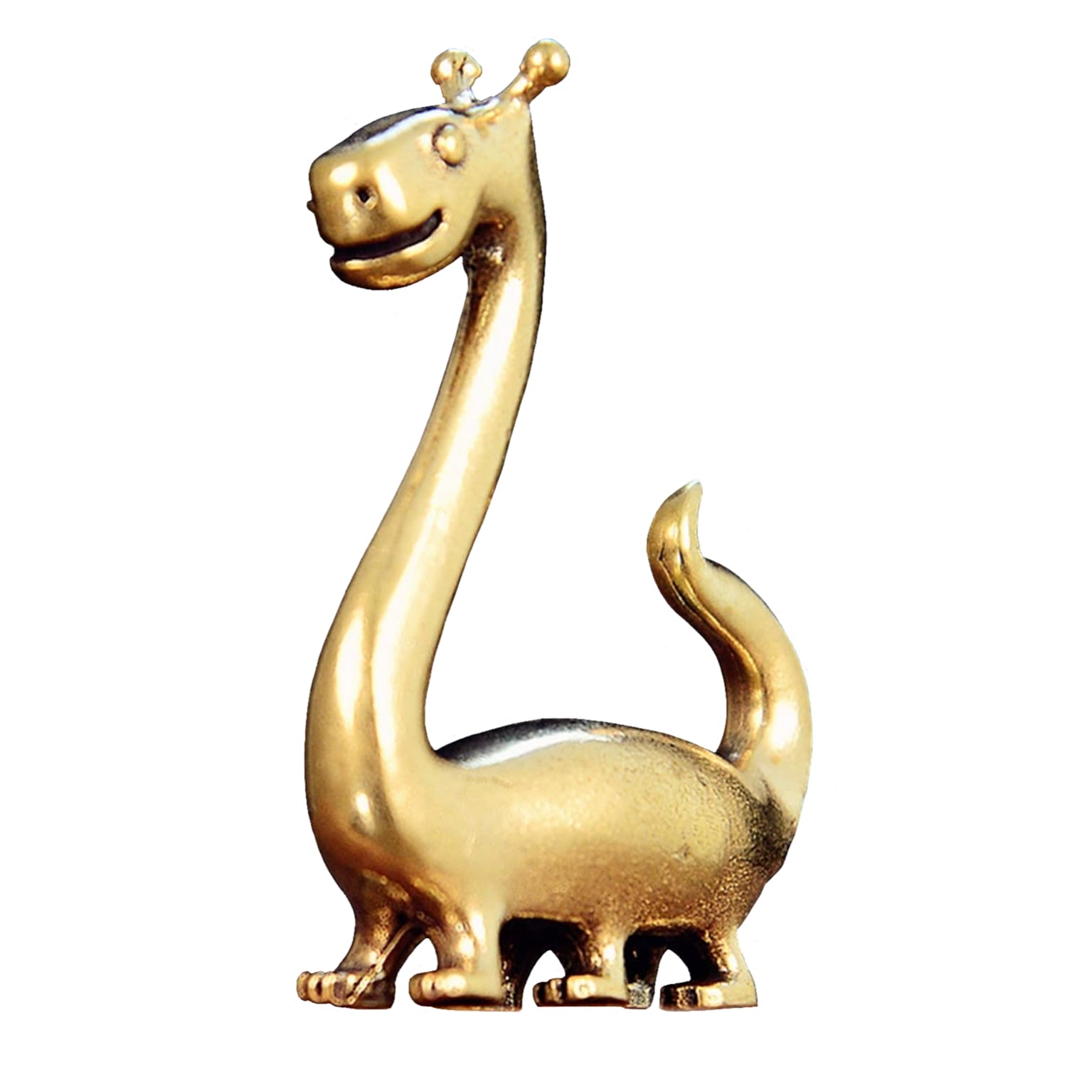 ZDHC Gold Dinosaur Figurine Brass Small Brachiosaurus Statue Jurassic Sculptures Desktop Tea Pet Ornament for Home Office Garden Display Decorative Collectible Craft