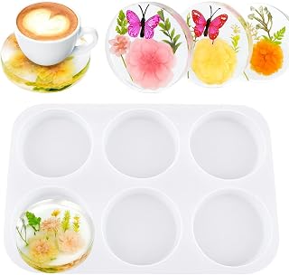 Silicone Resin Coaster Molds, 6-Cavity Deep Round Epoxy Mold 4 Inches with Glossy Mirror Surface, Perfect for DIY Flower Preservation, Candle Holders & Decorative Gifts