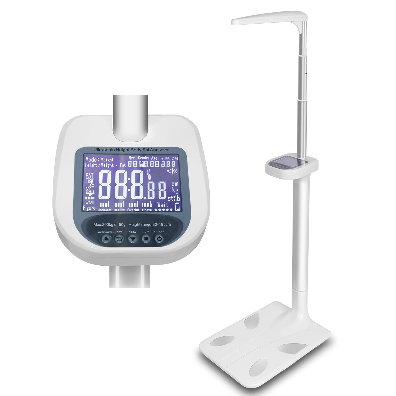 Smart Digital Physician Scale 440lb 200kg Capacity Medical Scale for Body Weight and Height Ultrasonic Digital Scale with
