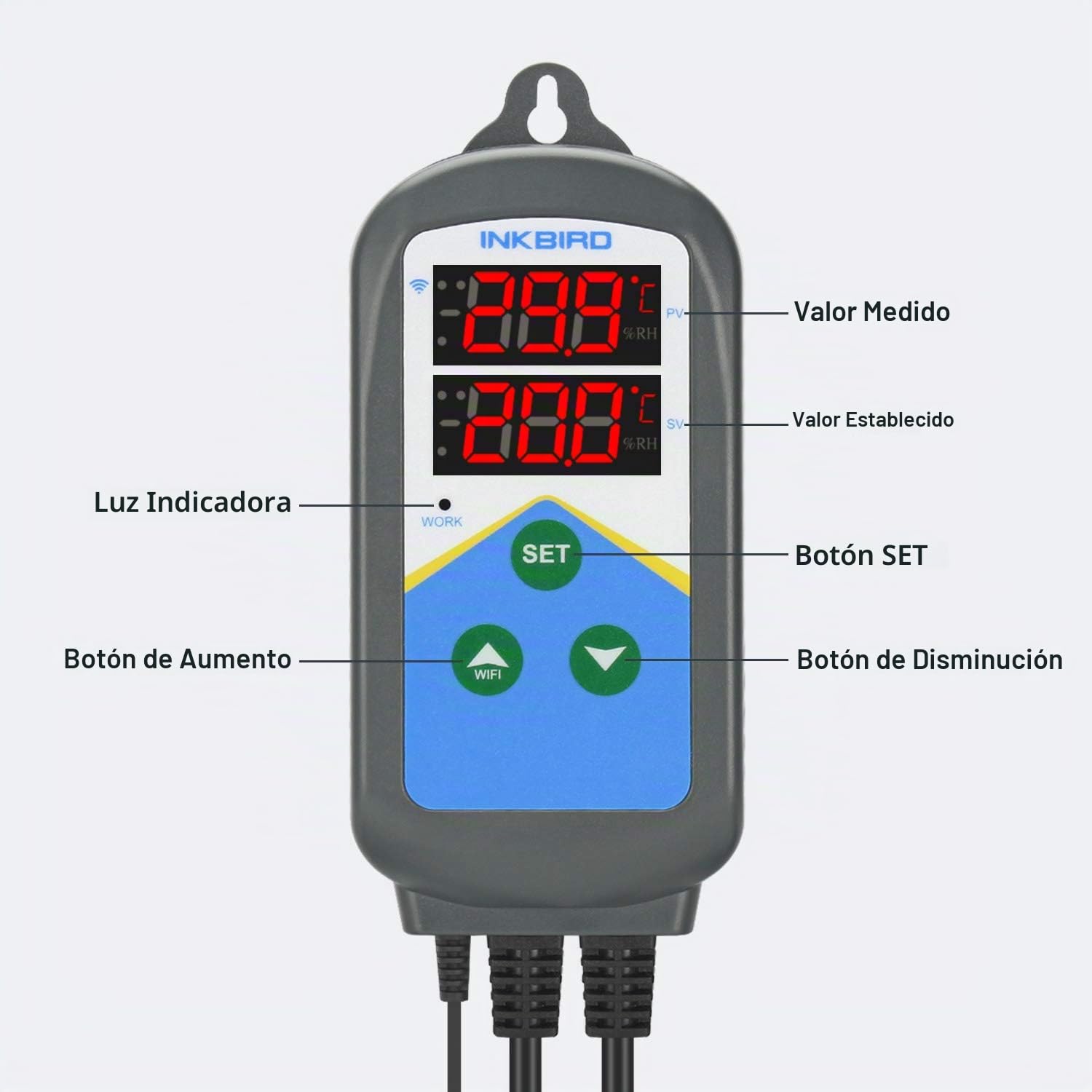 Inkbird Termostato WiFi, doble ciclo de tiempo, función de alarma, dos enchufes (solo para calefacción)