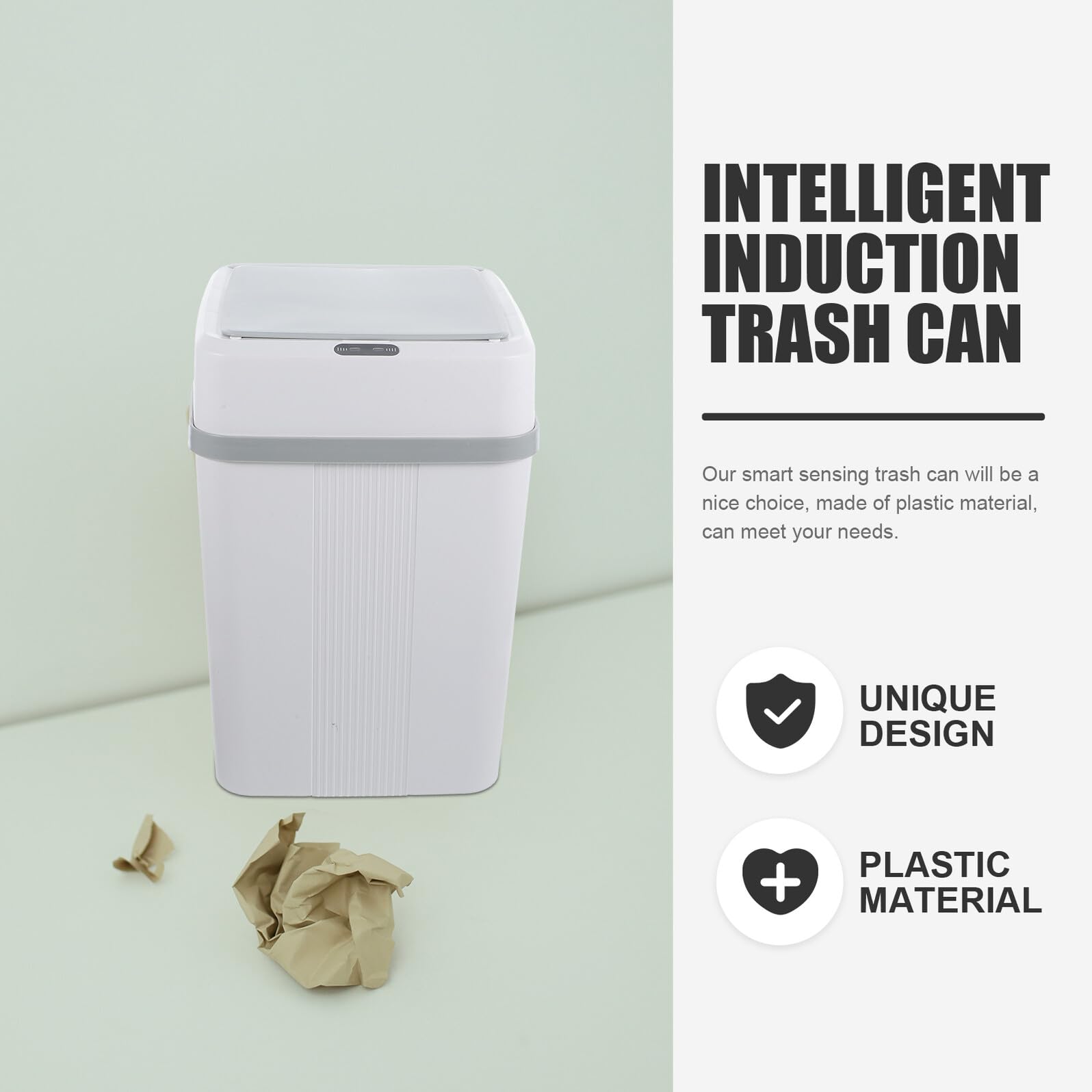 Papelera Automática con Sensor de Movimiento Capacidad Tapa Silenciosa Cubo Basura Plástico para Baño Cocina y Dormitorio Cubo Inteligente Doméstico